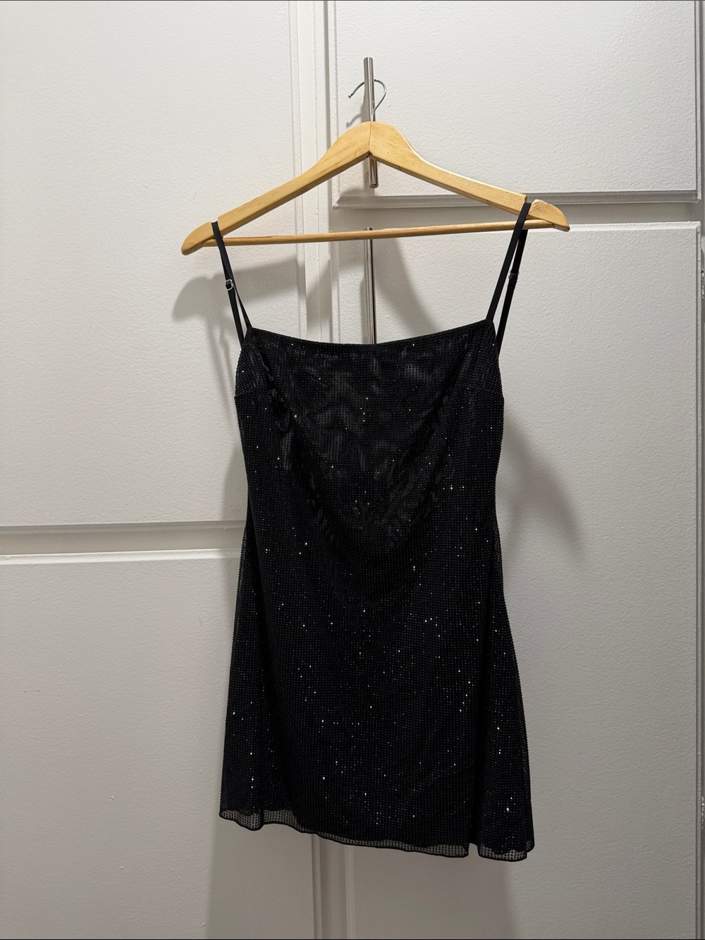 Oh Polly Philomena Embellished Soft-Scoop Backless Fitted Mini Dress in Black